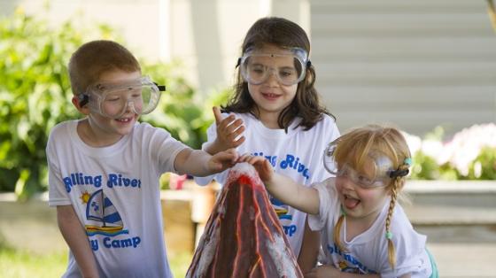 Campers doing an experiment