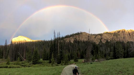 tent under rainbow