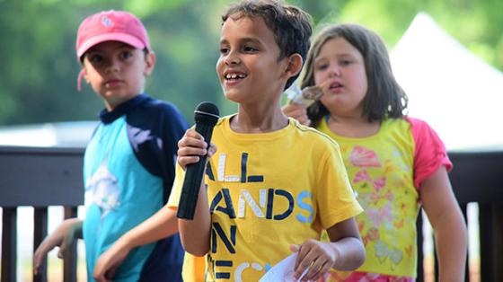 camper with microphone