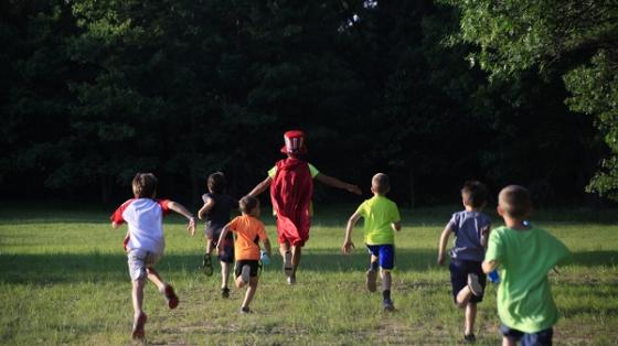 campers running away across field