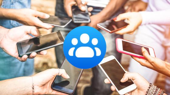 group of smartphones in a circle