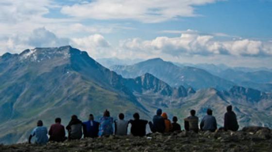 Campers hiking in National Park