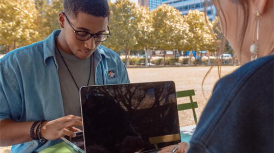 Students working on laptops