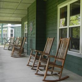 Rocking chairs at Ferncliff Retreat Center