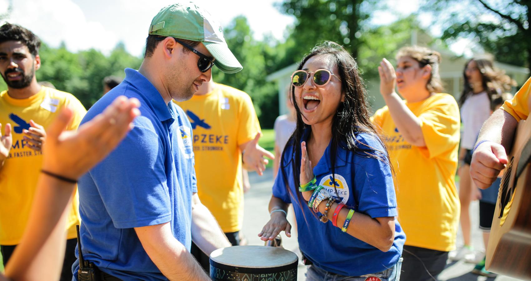 Camp counselor drumming