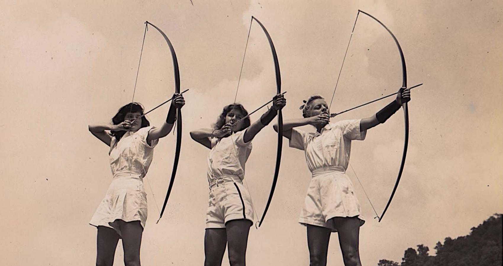 Historical photo of campers and archery