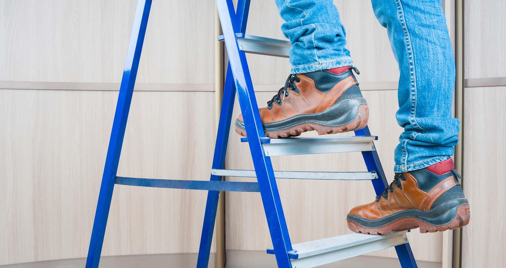 Photo of feet on ladder