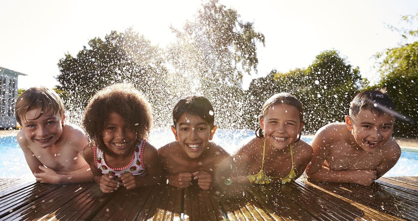 stock photo of kids in pool