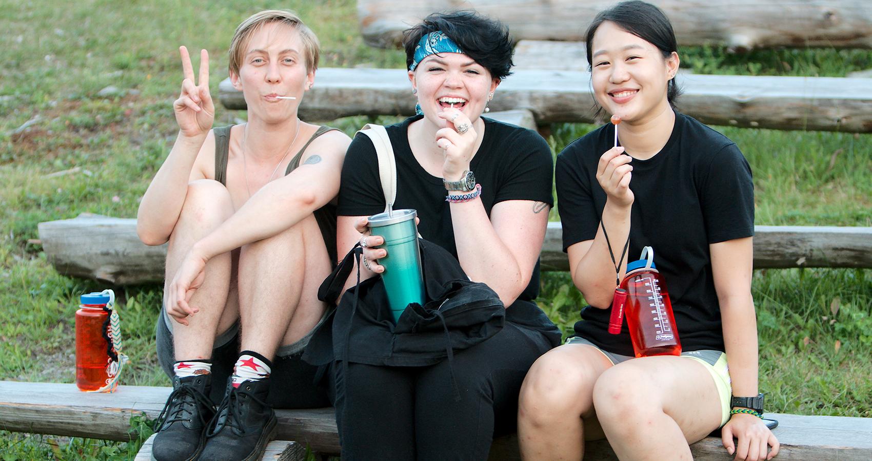 camp staff sitting together