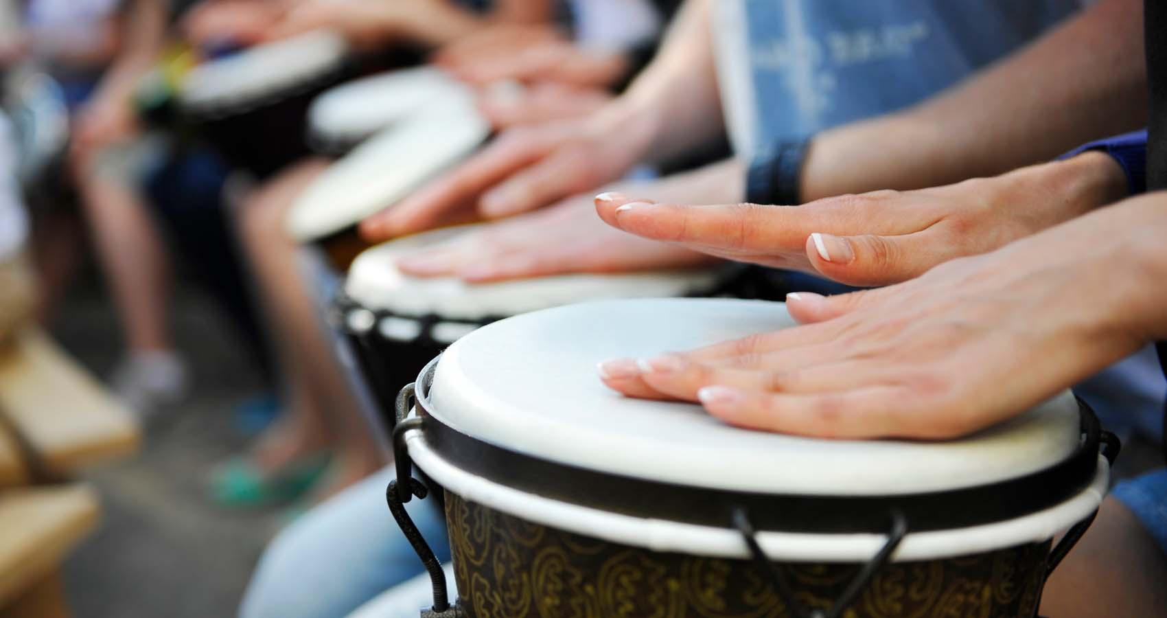 stock photo of grouip drums