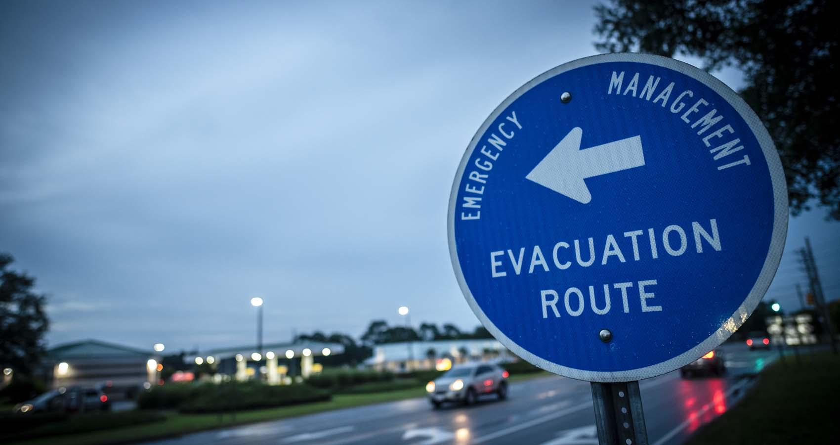 Evacuation route sign