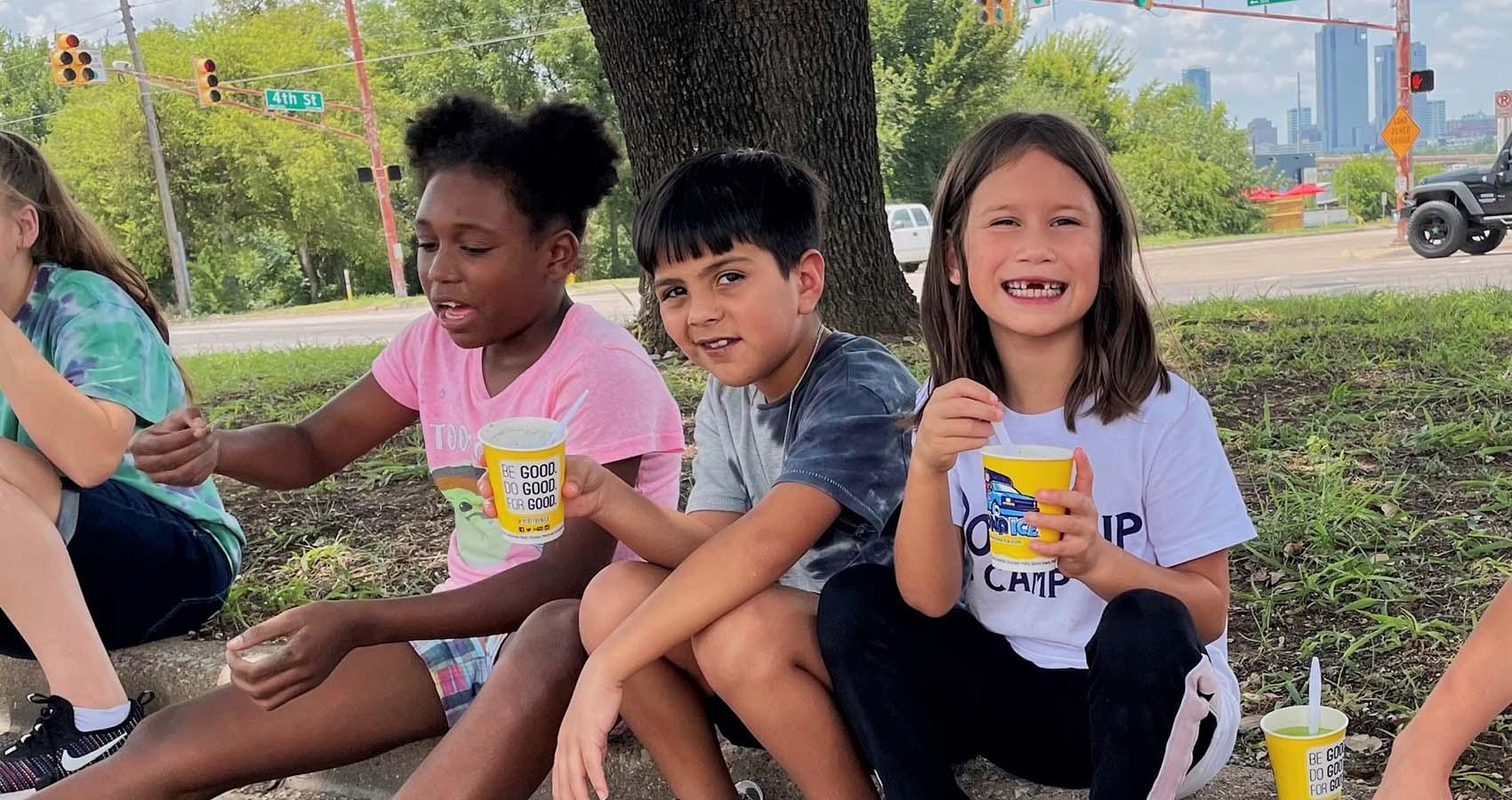 Campers enjoying ice treats