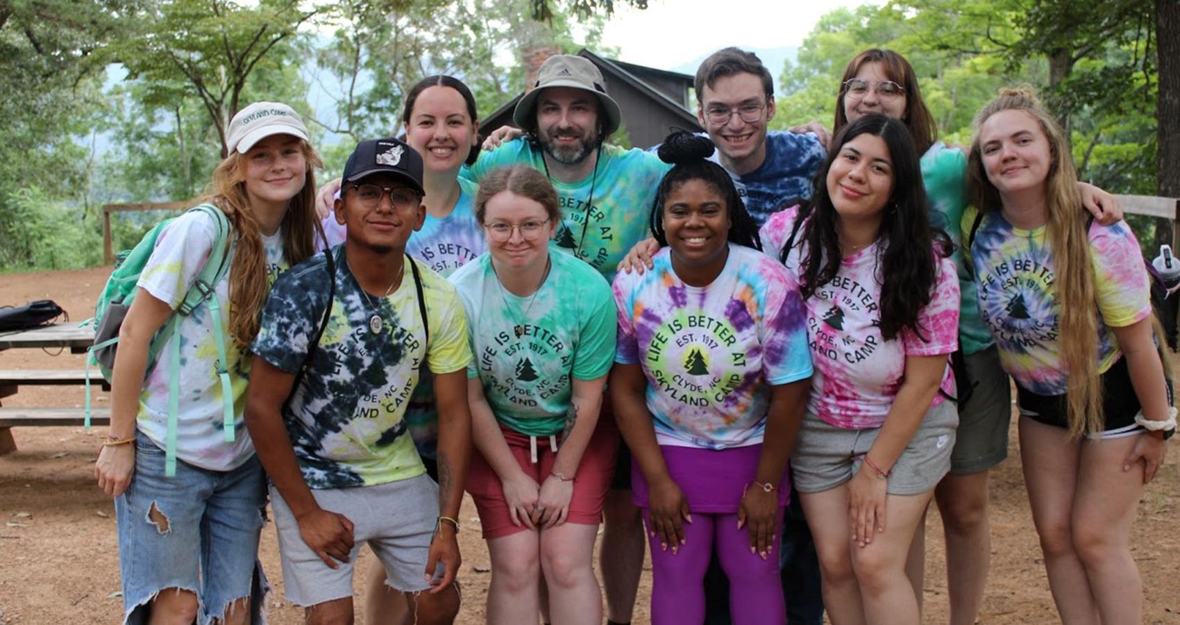 group of campers and staff standing together