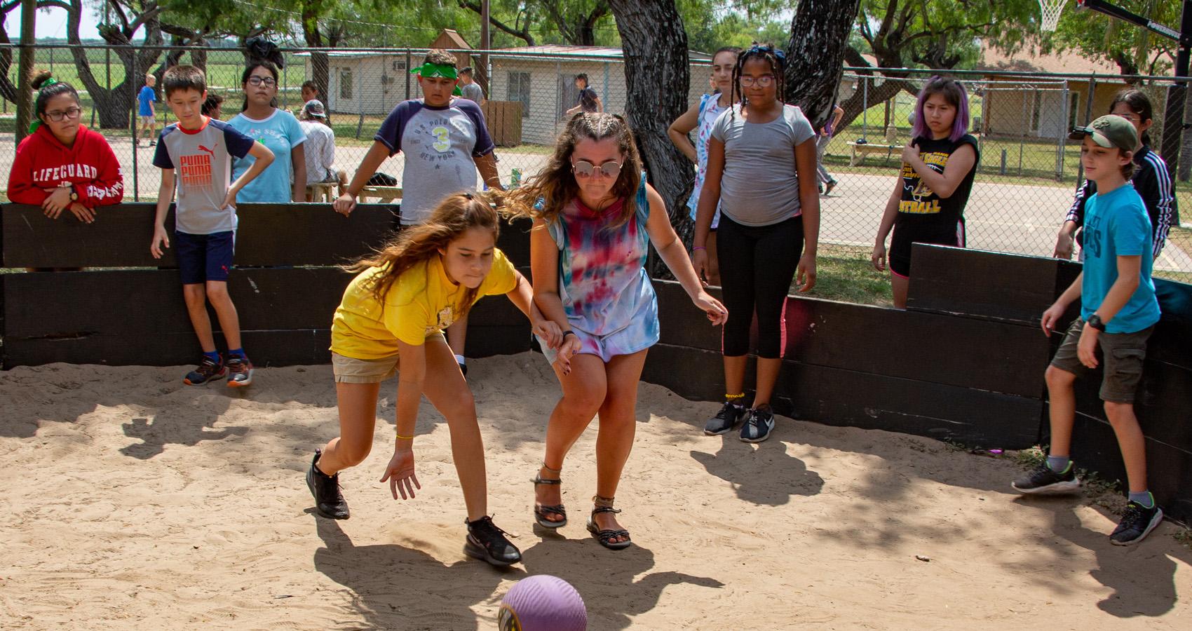 campers playing gaga ball