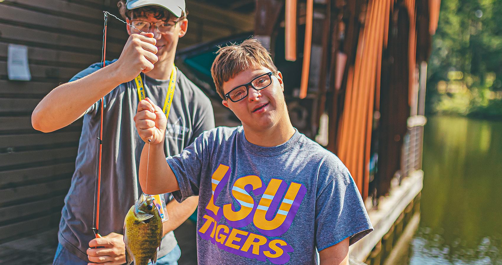 camper with fish