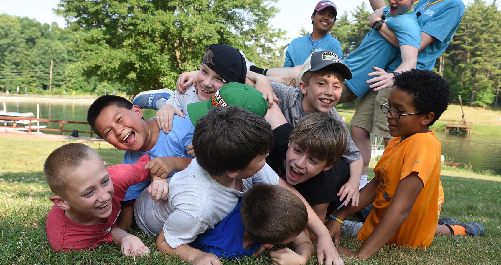 campers in a pile