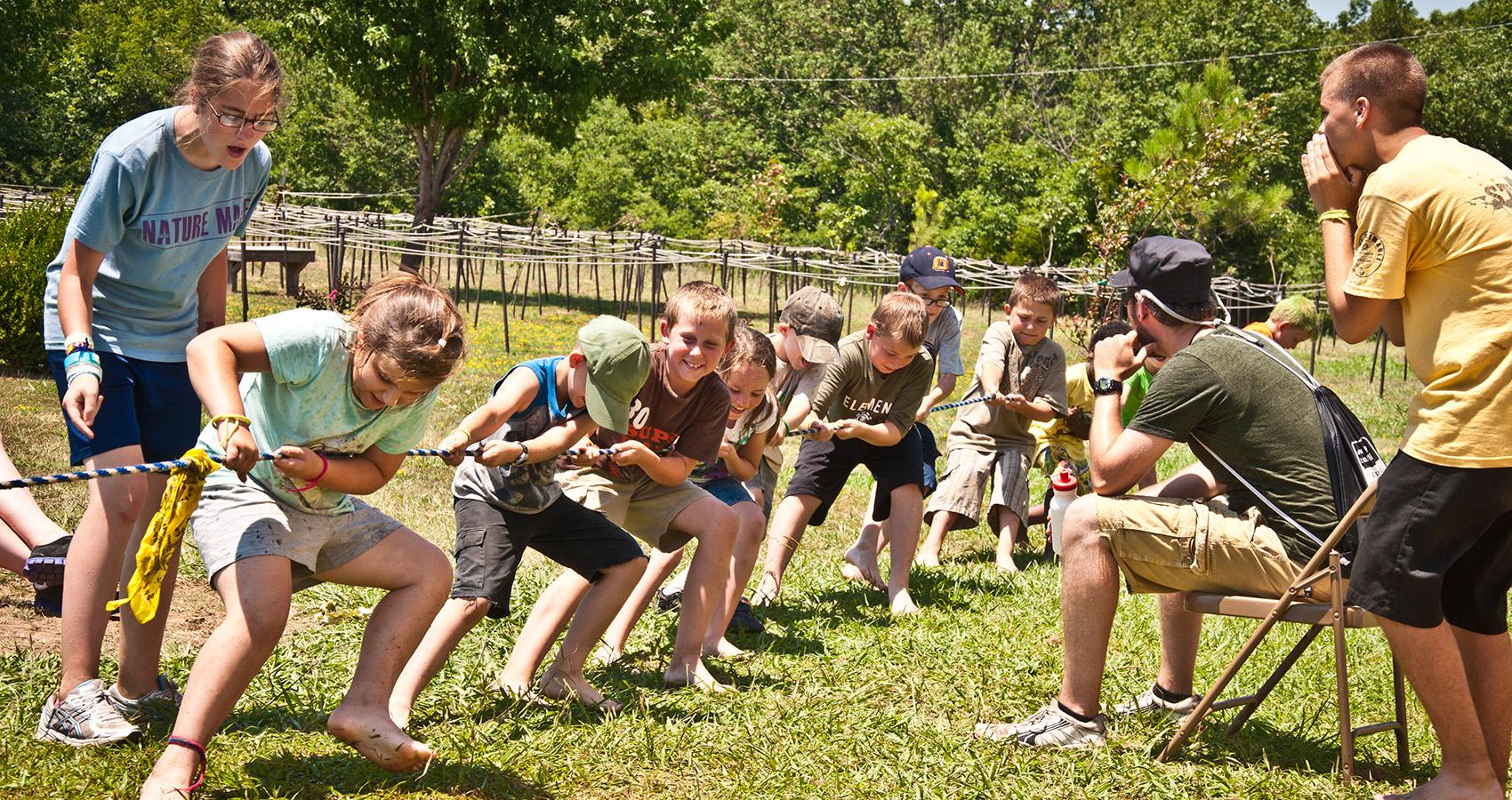 camper in rope pull contest