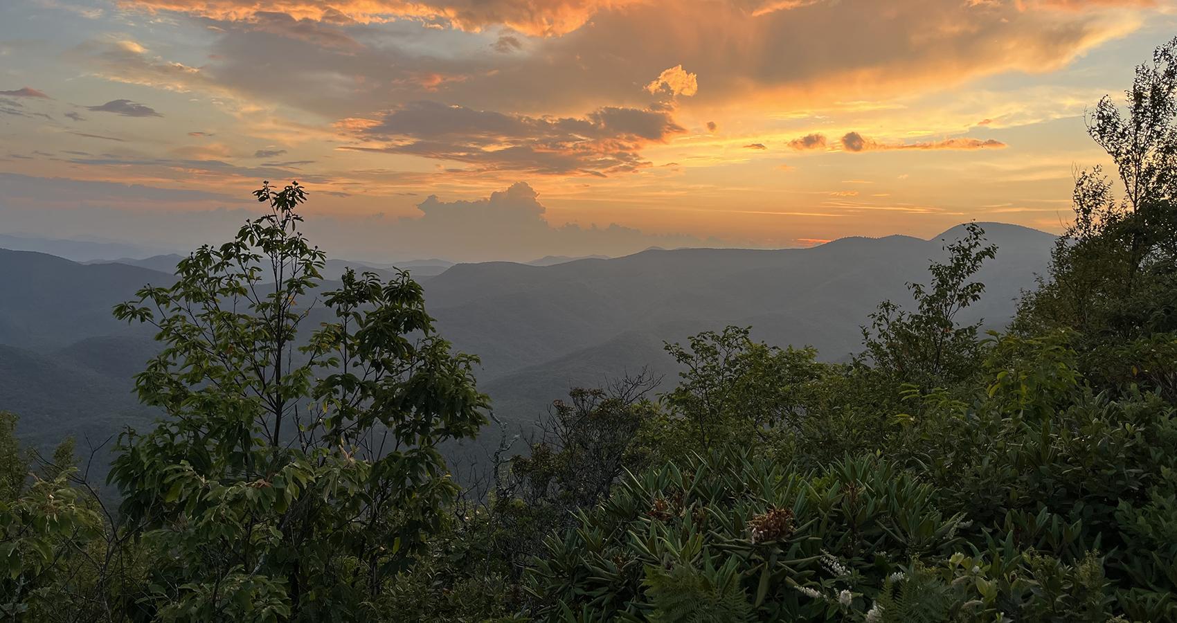 sunset over mountains