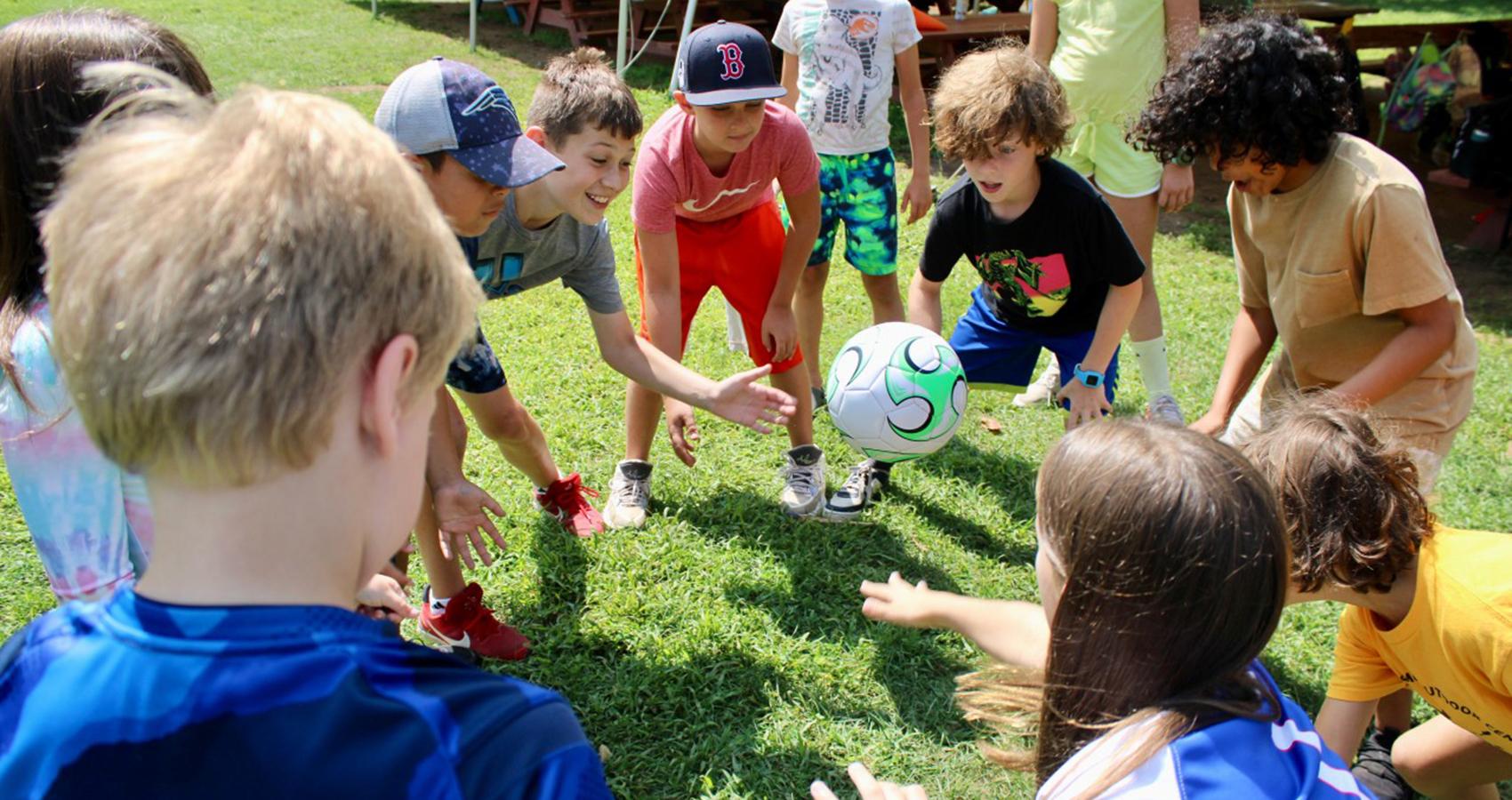 campers with soccer ball