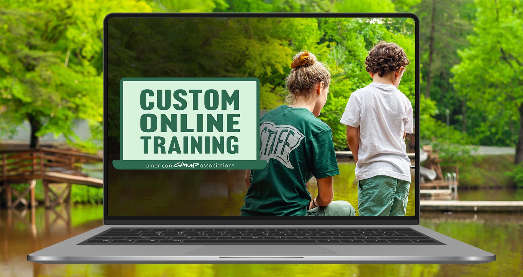 Custom Online Learning logo with laptop and camp photo