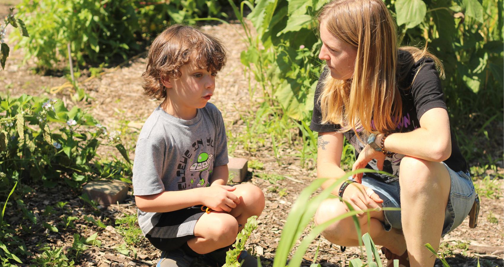 Counselor listening to a camper