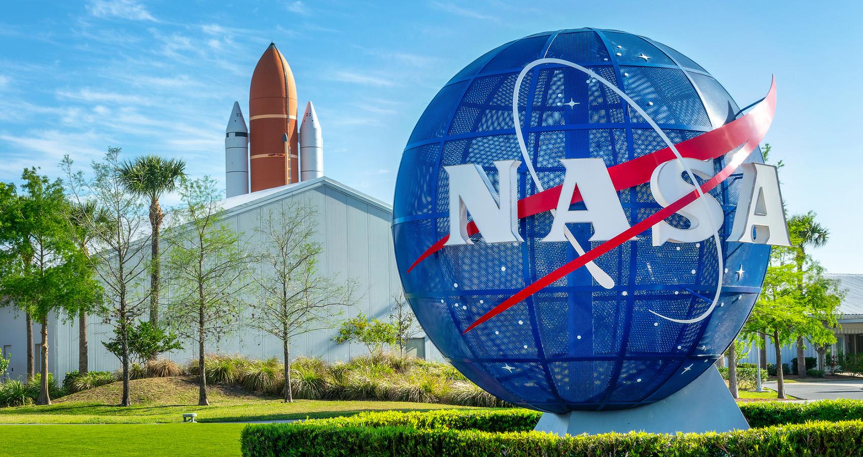 NASA signage at space center