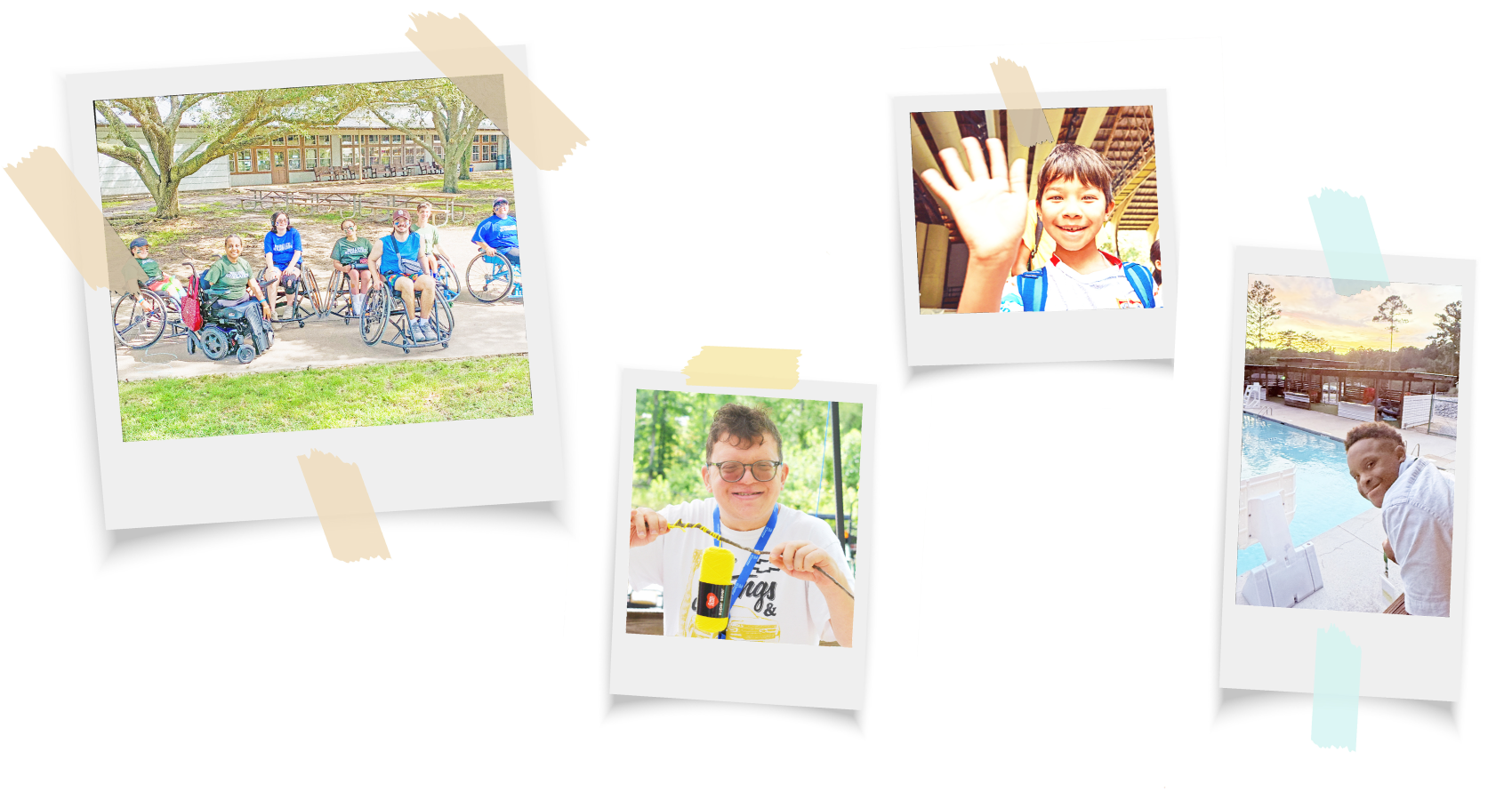 Polaroid style photos of campers