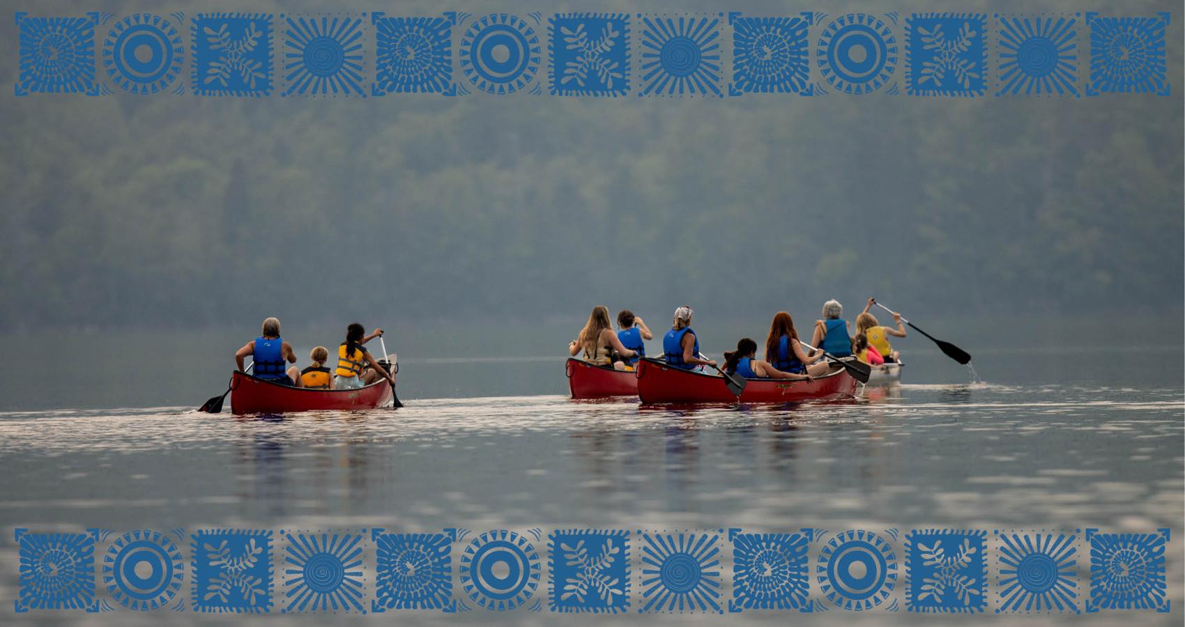 Campers and Counselors canoeing