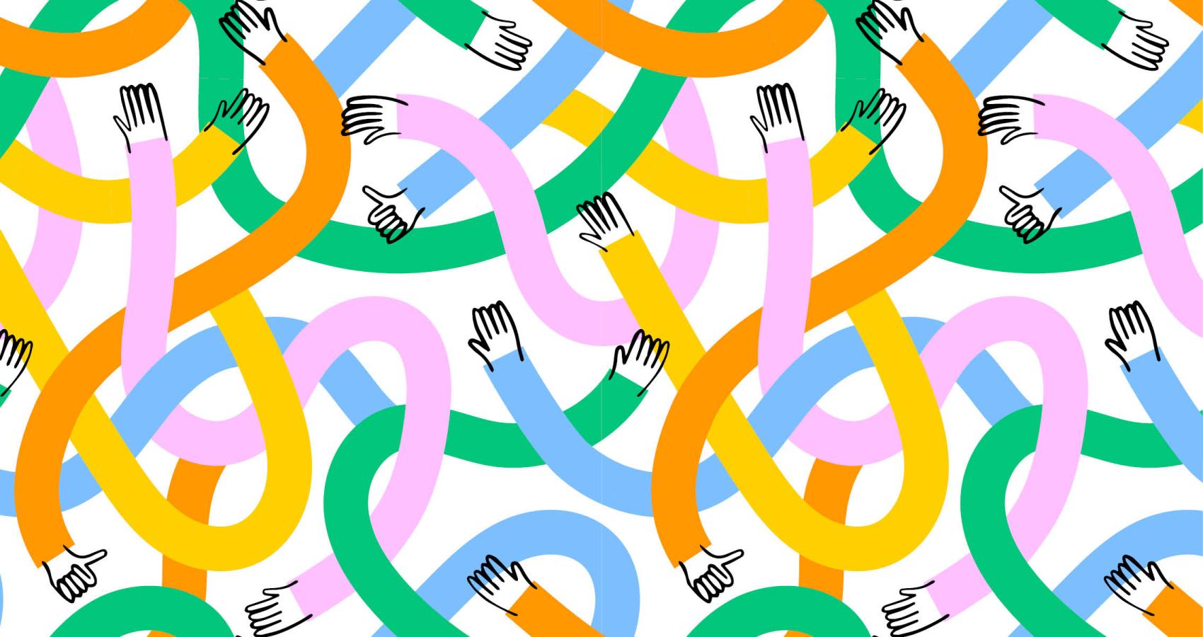 Squiggly arms overlapping