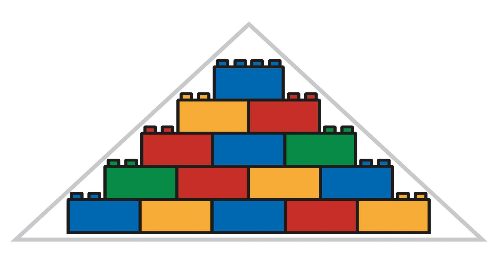 Building blocks stacked in a pyramid