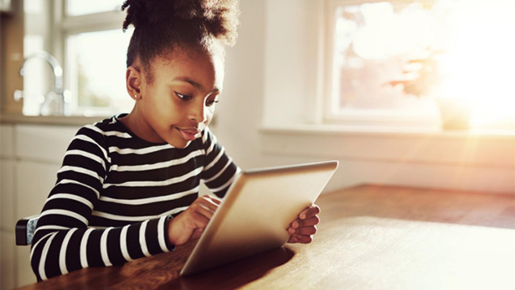 Young girl using a tablet