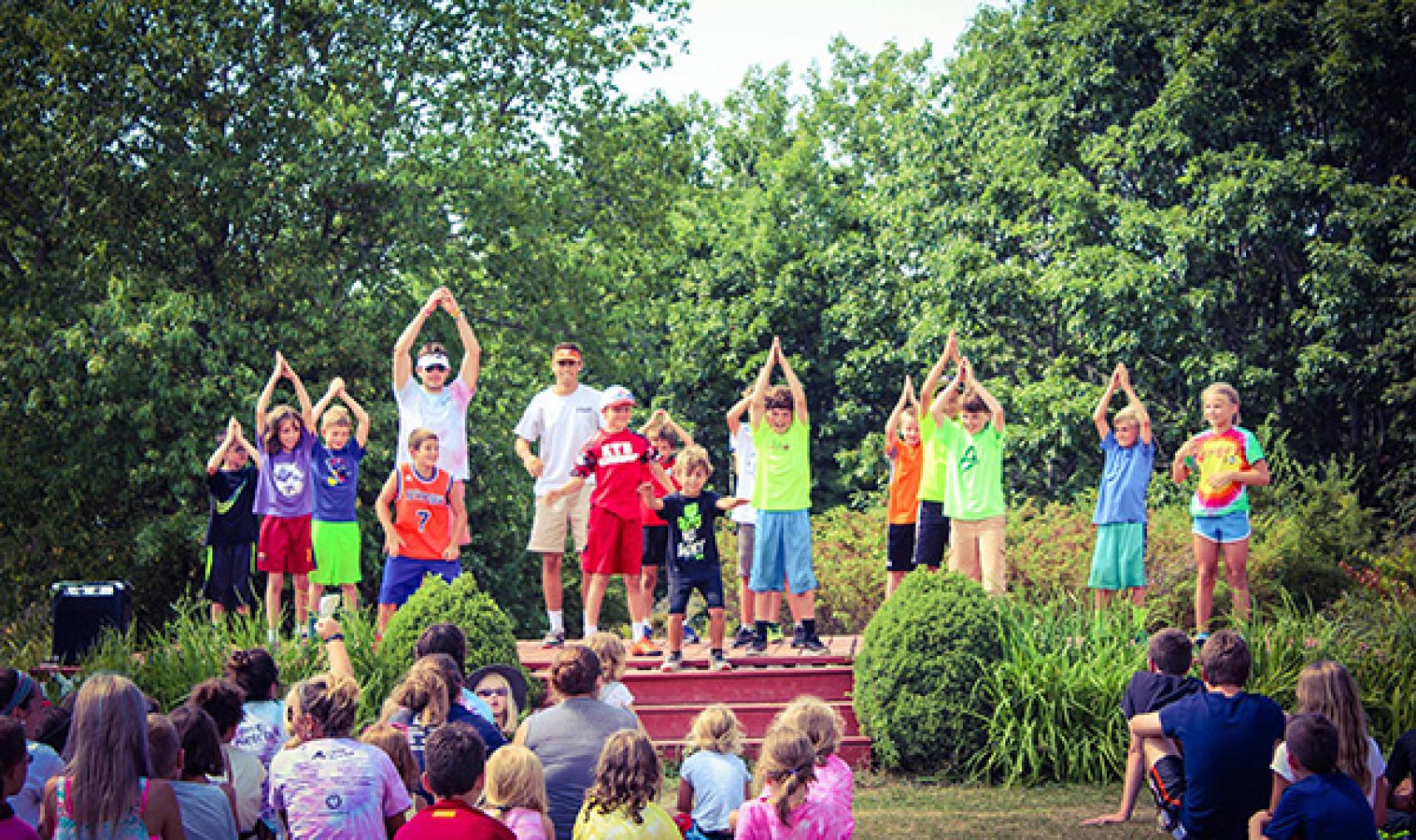 campers performing in front of entire camp