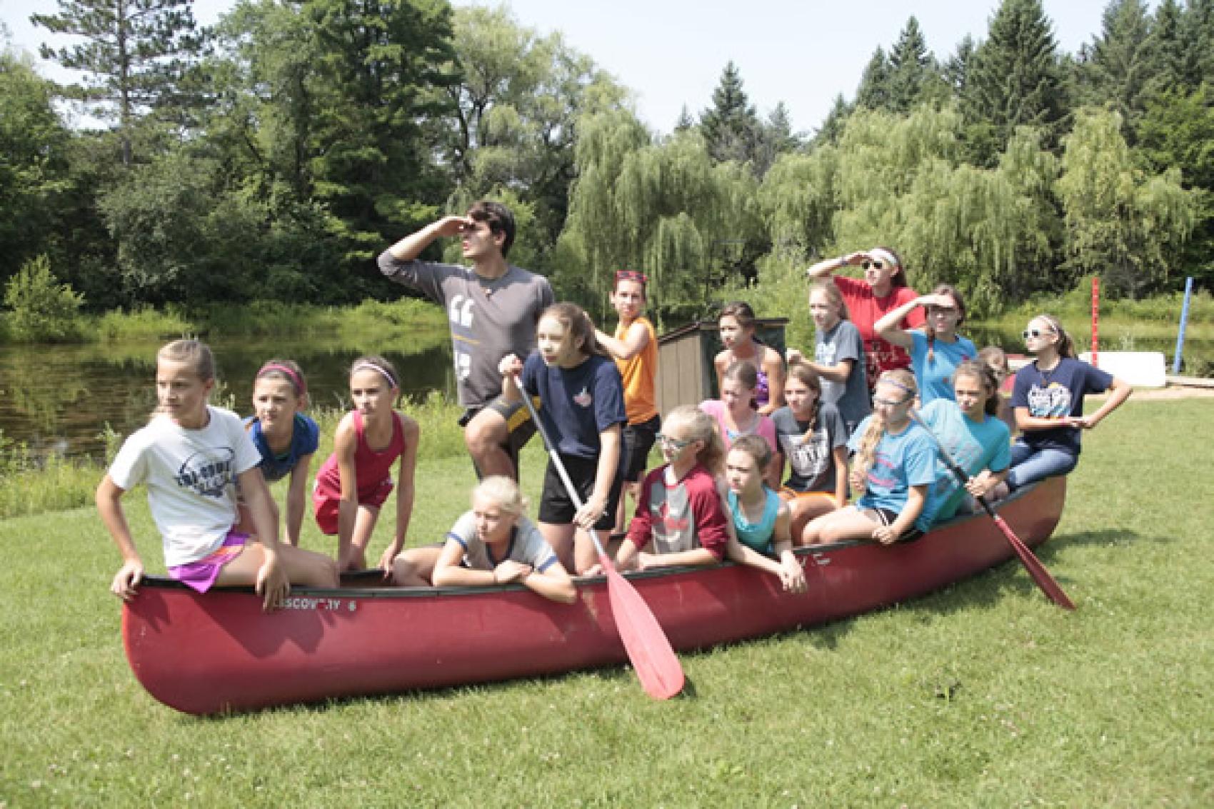 campers in canoe