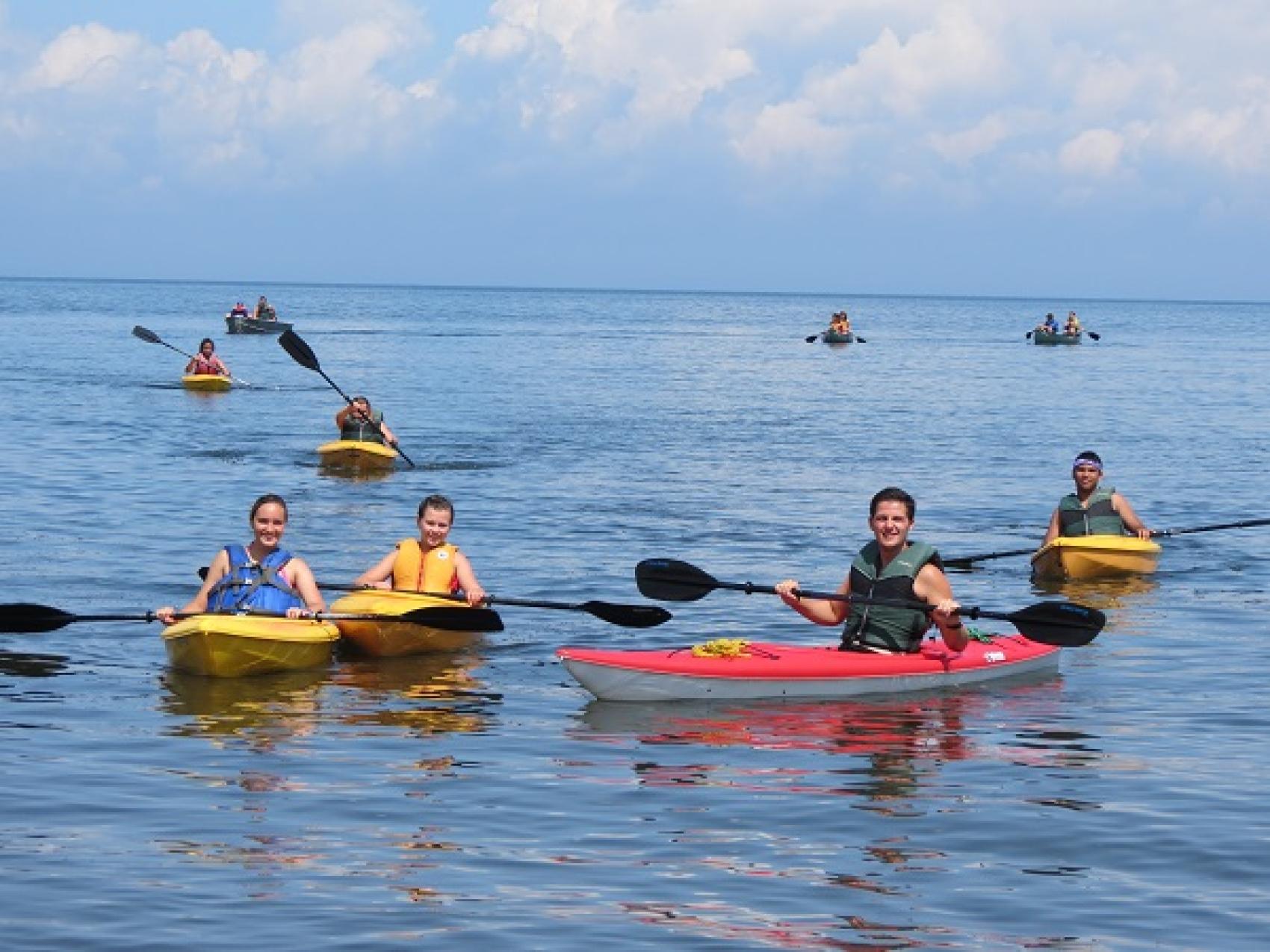 campers in kayaks