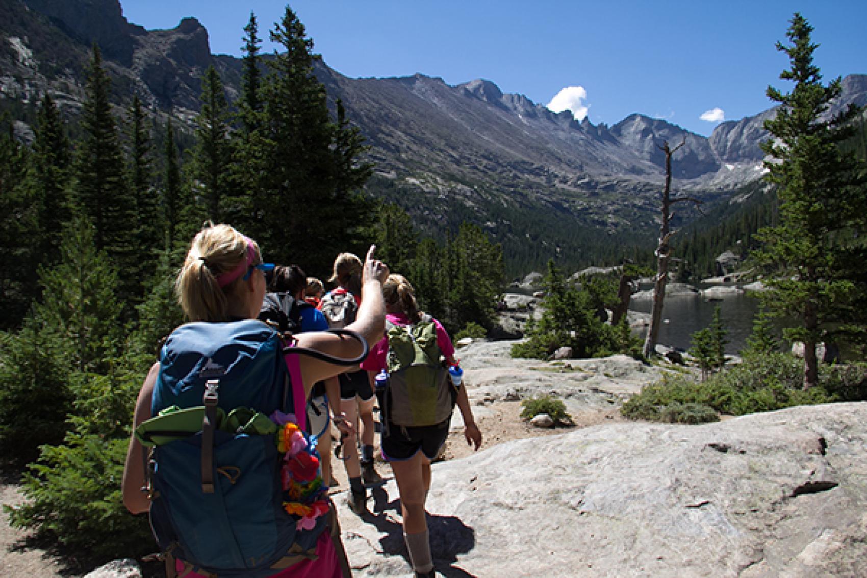 hiking in mountains