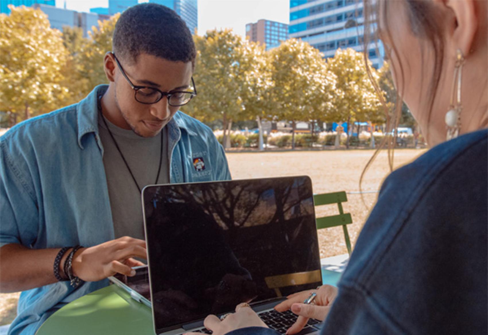 Students working on laptops