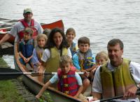 Family in a canoe