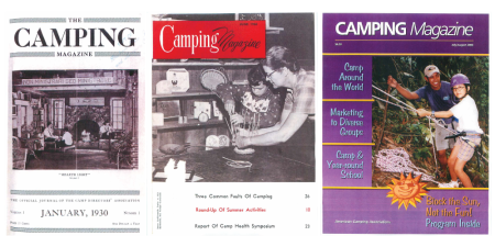 Camping Magazine Covers from 1930, 1960, and 2000