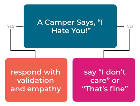 Camp Says "I hate you!" logic flow illustration