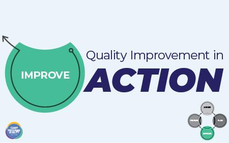 Quality Improvement circle graph with text "Quality Improvement in Action"