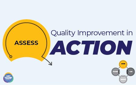 Quality Improvement circle graph with text "Quality Improvement in Action"