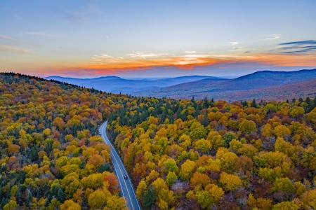 Car driving through mountains