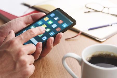 Person downloading an app