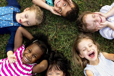 Youth laughing outdoors