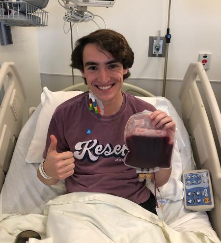 Sean Clair donating blood
