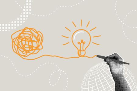 hand drawing a light bulb