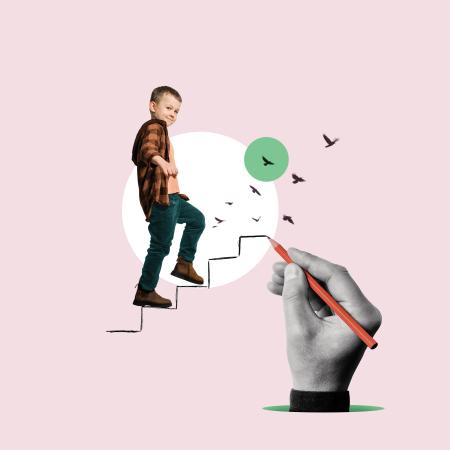 Neurodivergent, child climbing stairs