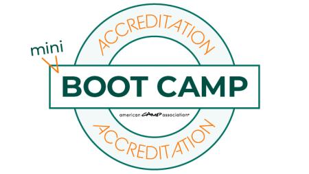the words mini boot camp with the word accreditation above and below in a circle.