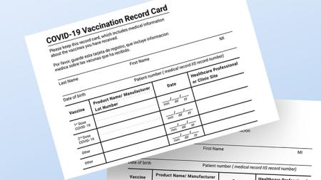 stock photo of vaccine record card