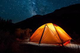 Tent aglow in the dark